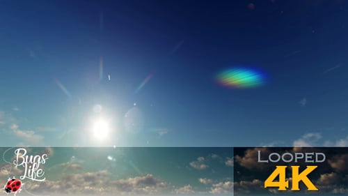 Beautiful Animated Sky with Moving Clouds and Bright Sun Flare