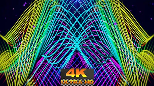 Abstract Neon Wavy Lines Fluid Movement Background Loop