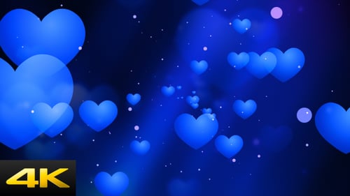 Animated Blue Glowing Hearts Background Loop