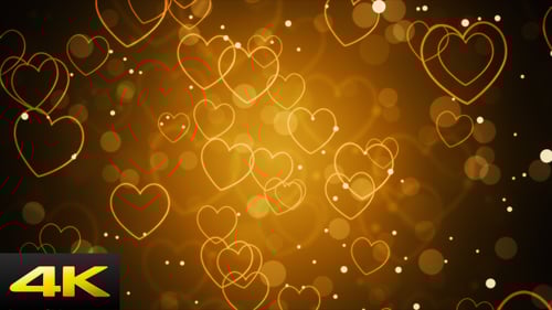 Floating Golden Hearts Bokeh Celebration Background