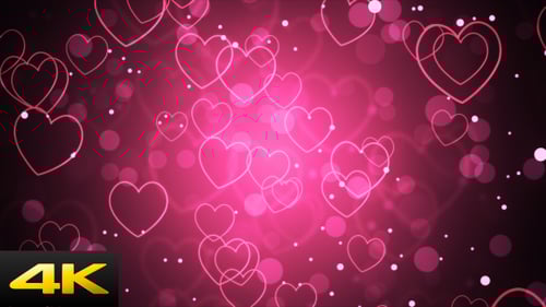 Animated Pink Hearts and Bokeh Romantic Background Loop
