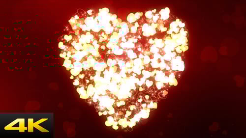 Animated Glowing Heart Background with Sparkling Particle Effects