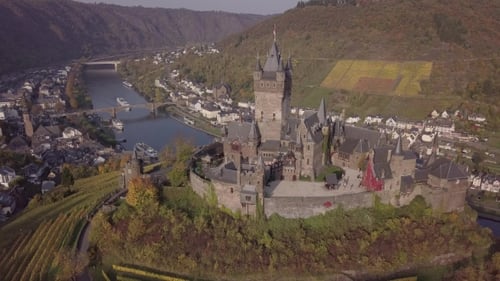 Flight Over Cochem Castle, Germany