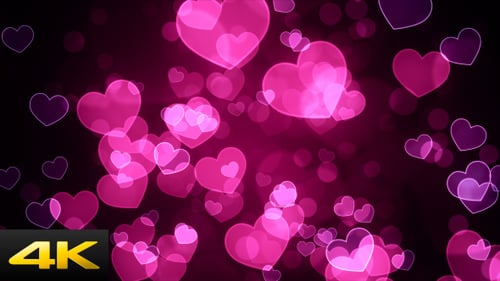 Floating Pink Love Hearts Bokeh Background Animation