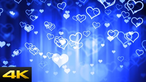 Glowing Blue Hearts Floating Background Loop