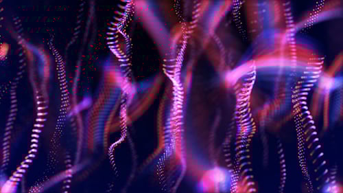 Partículas mágicas rojas y azules que brillan