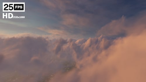 Flying Through Ethereal Sunset Clouds Animation