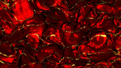 Fluid Red Fabric with Golden Veins Looping Background