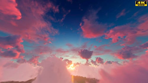 Dynamic Fluid Clouds Animation In A Sunset Sky Loop