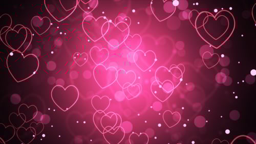 Animated Glowing Pink Hearts and Bokeh Background Loop