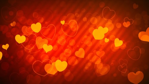 Romantic Golden Hearts Floating Bokeh Abstract Background