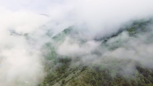 Aerial View of the Mountains with a Morning Fog
