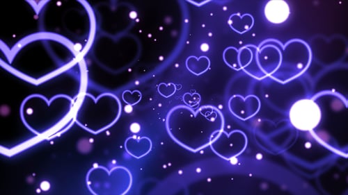 Animated Glowing Purple Hearts Love Background