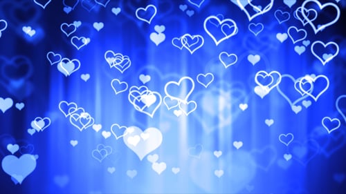 Animated Floating Hearts Loop on Blue Gradient Background