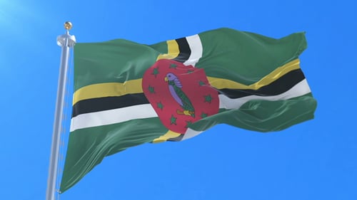 Dominica National Flag Waving in Realistic 3D Animation