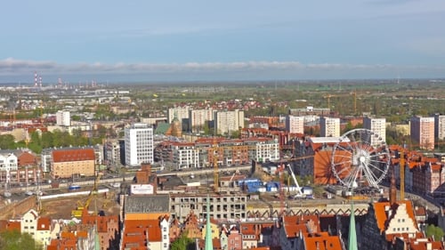 GDANSK, POLAND: Aerial Panoramic View of Gdansk.