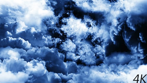 Surreal Blue Moon Appearing in Swirling Cosmic Clouds