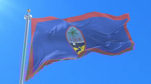 Guam National Flag Waving in Realistic Slow Motion