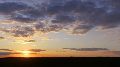 Natural Sunset Sunrise Over Field Or Meadow Bright Dramatic Sky Over Ground Countryside Landscape