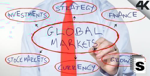 Writing Global Markets on Diagram About Business