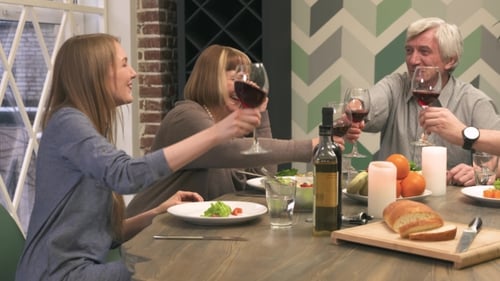 Happy Family Celebratory Toast at Home