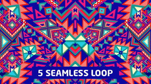 Vibrant Pixel Art Geometric Kaleidoscope Pattern Background