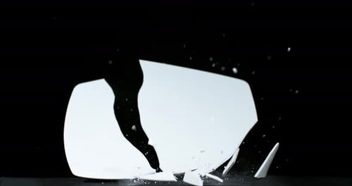 Plate falling and exploding on Black Background, Slow Motion 4K