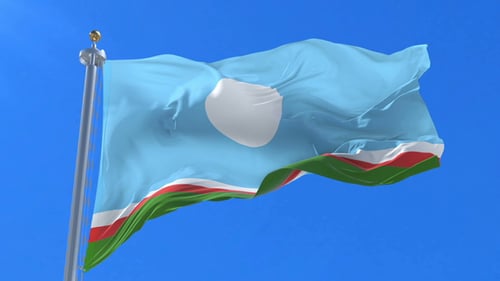 Realistic Animated Flag Waving in Clear Blue Sky Background