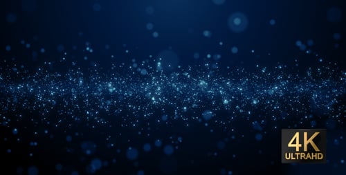 Blue Glowing Particles Flowing Abstract Background