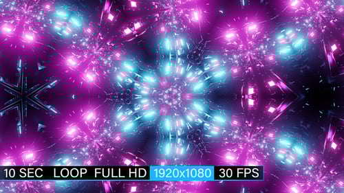 Abstract Neon Geometric Kaleidoscope Loop Background