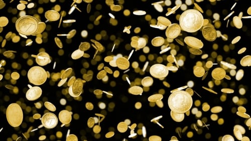 Falling Gold Euro Coins Seamless Loop Background