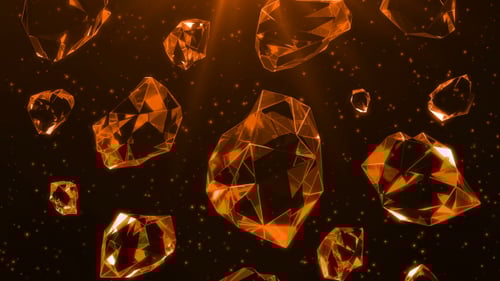 Glowing Orange Crystal Gems with Sparkling Light Rays