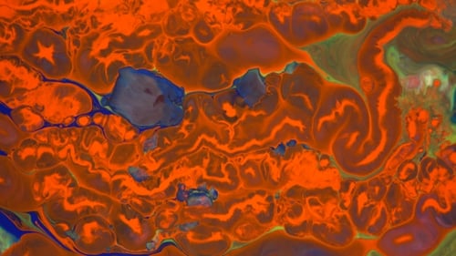 Abstract Liquid Motion Background in Orange, Blue and Green