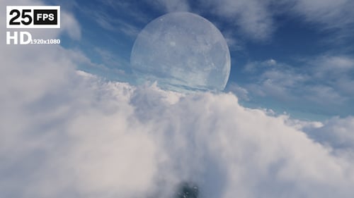 Full Moon Above Clouds Cinematic Fly Through