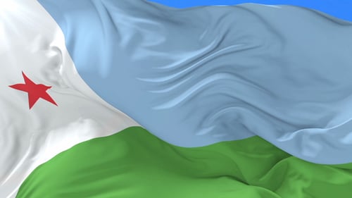 Realistic Djibouti National Flag Waving in Slow Motion