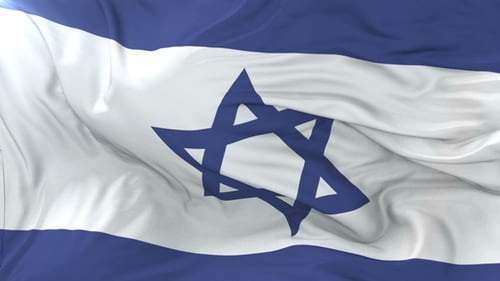Realistic Israeli Flag Waving Seamless Loop Animation