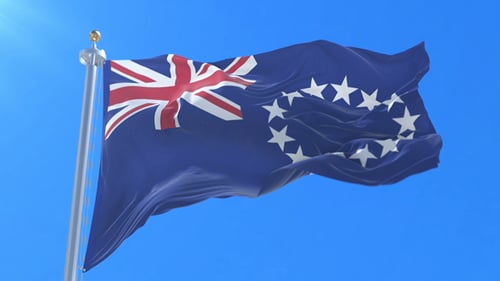 Realistic Cook Islands National Flag Waving Animation