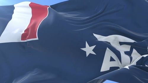 Flag of French Southern and Antarctic Lands Waving in Wind