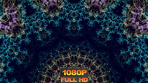 Abstract Glowing Flowing Lines Kaleidoscope Background Loop