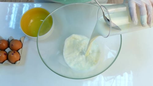Preparing Food Ingredients in Glass Bowl