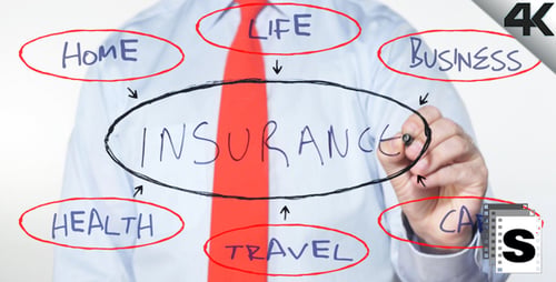 Person Writes Insurance Concept Diagram on Clear Surface
