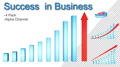 Animated 3D Business Data Growth Bar and Pie Charts