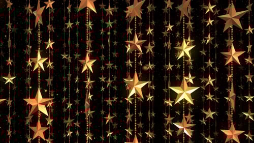 Golden Glittering Star Curtains Falling Loop Background