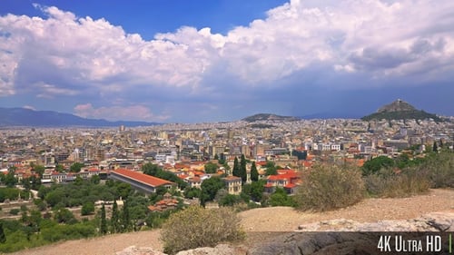 Paisaje urbano 4K de Atenas, Grecia, incluida la antigua Ágora de Atenas