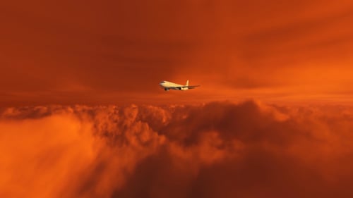 Das Flugzeug und die Wolken