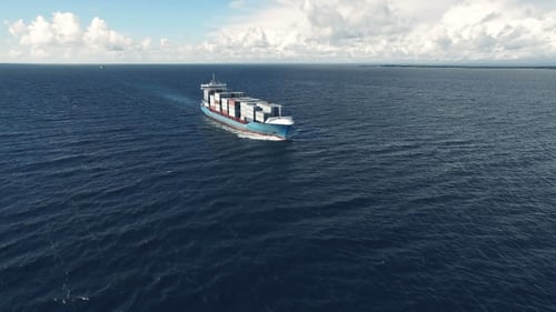 Huge Container Ship Floating in the Sea