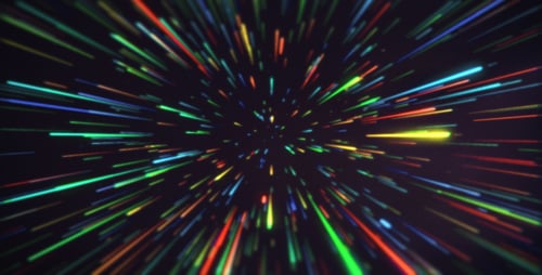 Colorful Neon Light Streaks Abstract Hyperspace Tunnel Background