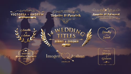 Elegant Golden Wedding Titles with Decorative Flourishes