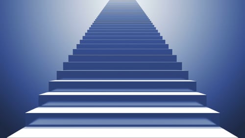 Modern Blue Staircase Animation Ascending Towards Light