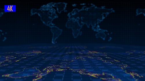 Futuristic Digital Global Network Map Background Animation